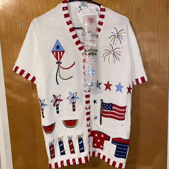 Quacker Factory Fourth Of July Top Sz M - Picture 1 of 4
